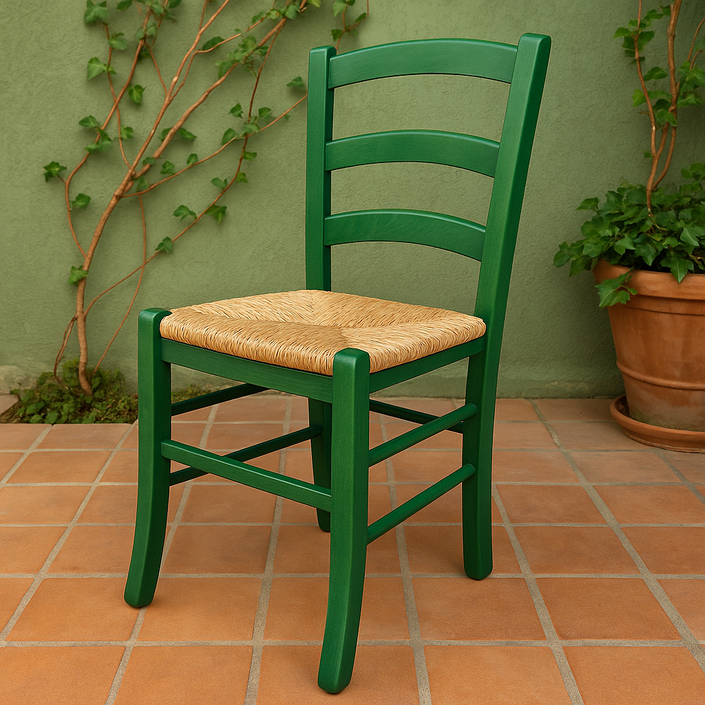 Sedia Betty in Legno Massello con Seduta in Paglia
