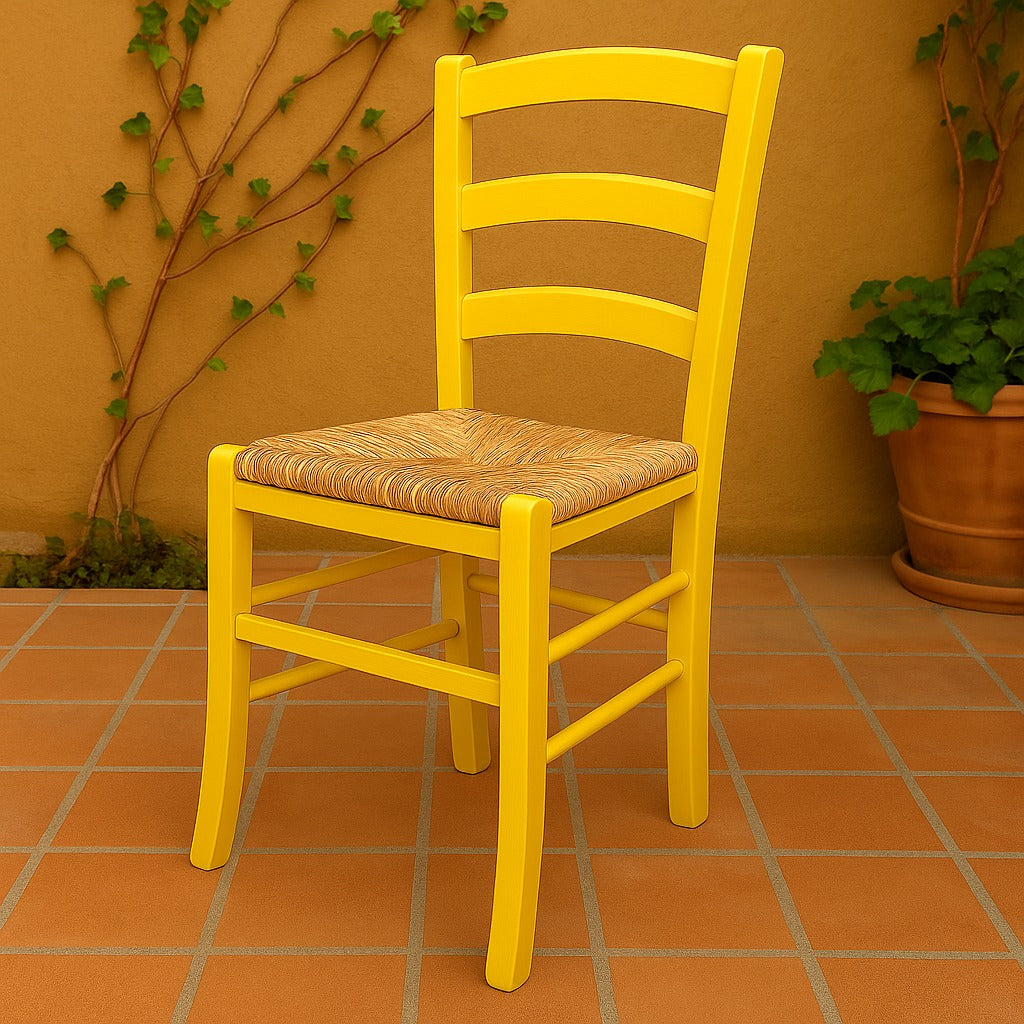 Sedia Betty in Legno Massello con Seduta in Paglia