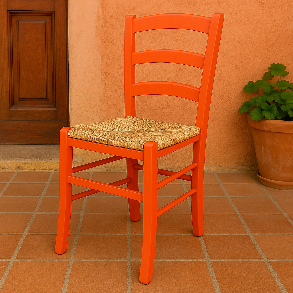 Sedia Betty in Legno Massello con Seduta in Paglia
