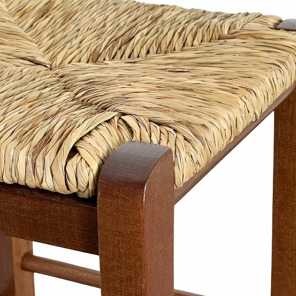 Sgabello quadrato in Legno con seduta in Paglia