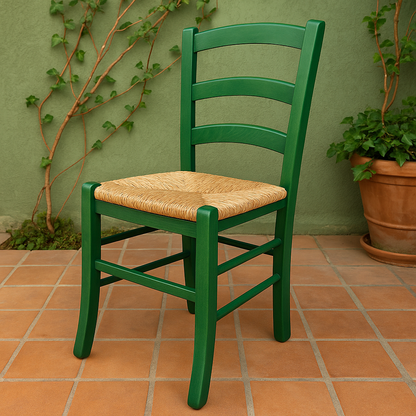 Sedia Betty in Legno Massello con Seduta in Paglia